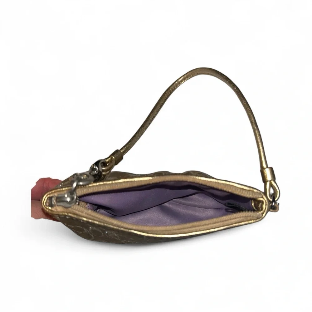 Coach Gold Wristlet Vintage y2k Signature C Coin Purse Wallet Wristlet